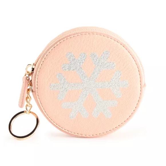 LC Lauren Conrad Snowflake Coin Pouch, Dusty Pink, NWT - Picture 4 of 7